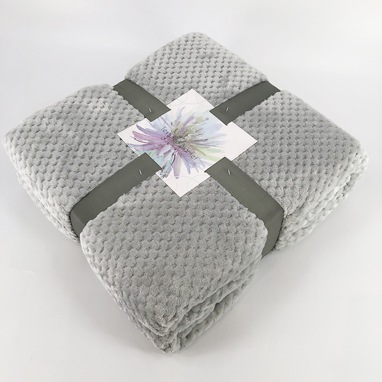 Pineapple Plaid plush solid knitted Flannel Polyester blanket throw