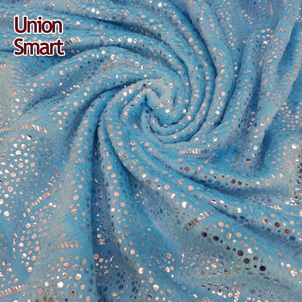 all shapes shine styles embossed Solid Flannel fleece coral fleece fabric with metallic foil