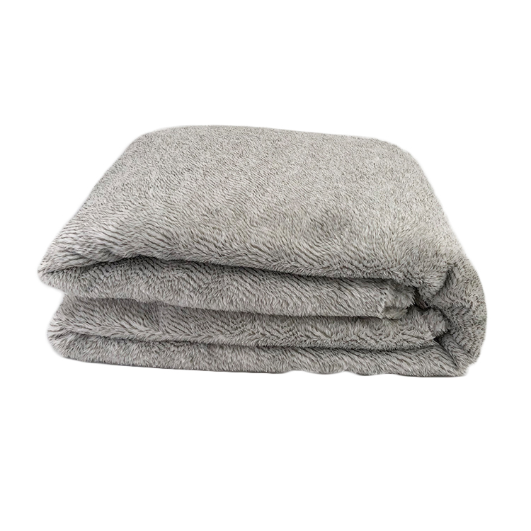 Melange fluffy grey flannel fleece fabric for blanket wholesale