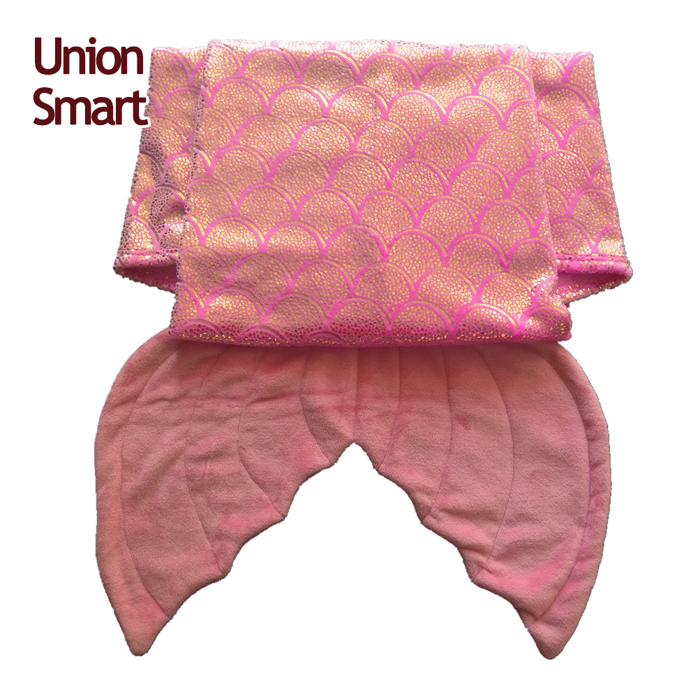 167cm coral fleece adult Mermaid tail blanket with Metallic foil Printing