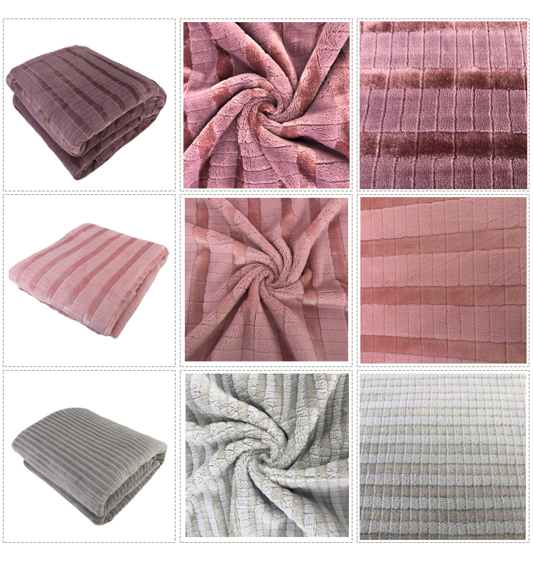 Jacquard knitted silk fabric glow printed flannel embossing fabric coral fleece blanket mantas