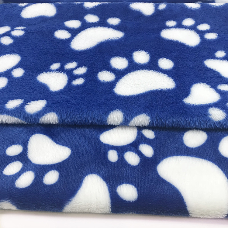 Fleece Fabric for Baby Blanket Digital Print Fabric Textile Dog Paw Printing Design Printed Flannel 100% Polyester Woven Quality