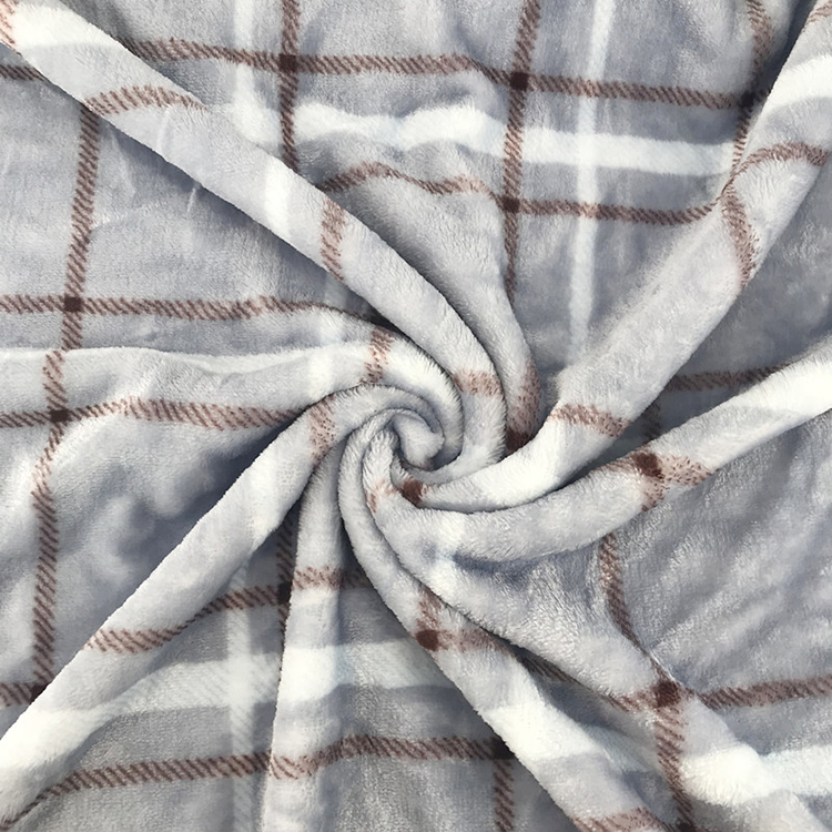 Flannel Fleece Check Printed Fabric For Baby Blanket Anti Pill Digital Printed 100% Polyester Woven Plaid,plaid Rectangular
