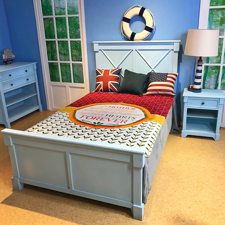 Rotary printed baby flannel fleece bed cover throw 2 side printing fabric blanket for summer with overlock edge