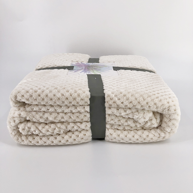 Custom Modern 100% Polyester Jacquard Knitted Fabric Pop Corn Coral Fleece Blanket Flannel Throw Solid Rectangular 30-45 Days
