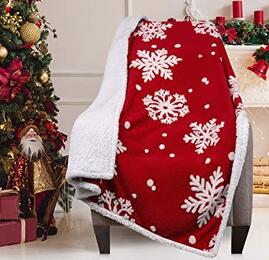 snow design sherpa Jacquard velvet fleece blanket  snowflake pattern throw Christmas gift