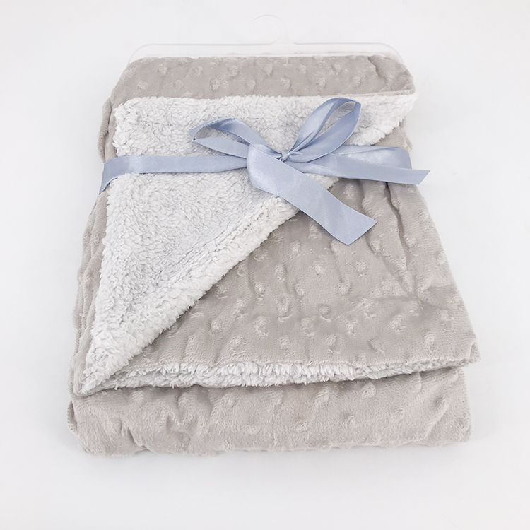 Soft Micro mink and sherpa fleece blanket, warm minky dot for new born baby blanket/