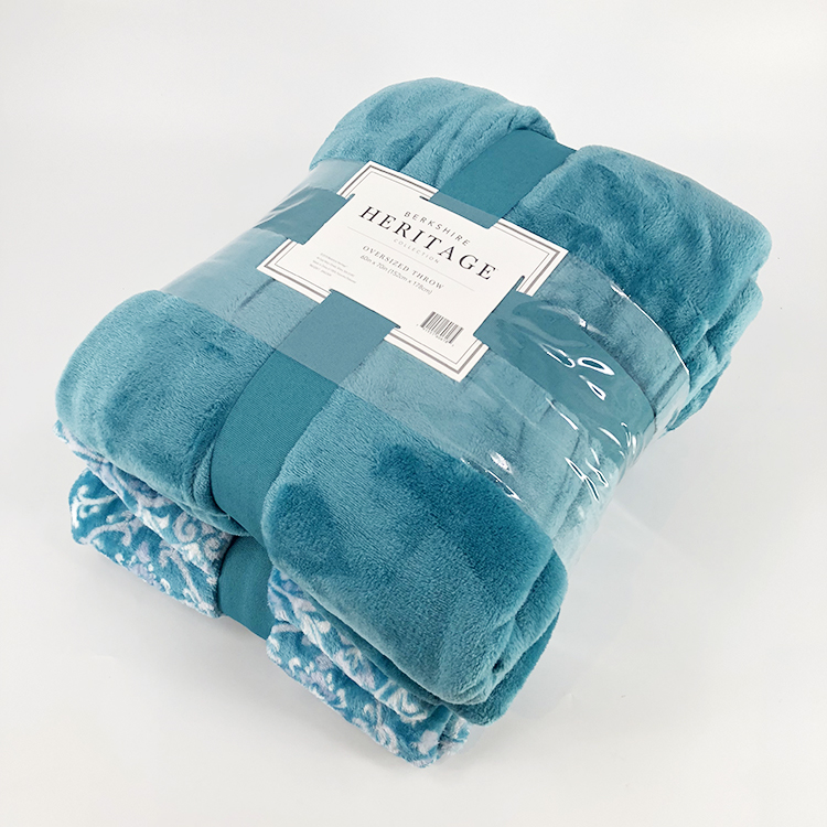 Flannel Fleece Blanket Set Soft Printed and Solid Color Polyester 2 Pcs Jacquard 100% Polyester Thread Blanket/towel Blanket