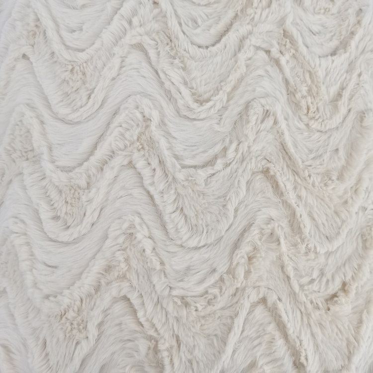 Decorative Knitted Fleece Blanket Solid Wave Brushed Plush Fur Fleece Fabric For Bed
