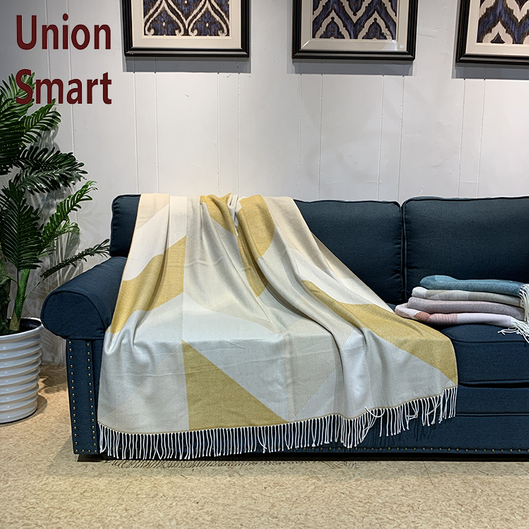 Fringe Throw Blanket Lightweight Soft Cozy for Bed or Sofa Farmhouse Outdoor Decorative Herringbone Faux Cashmere All-season
