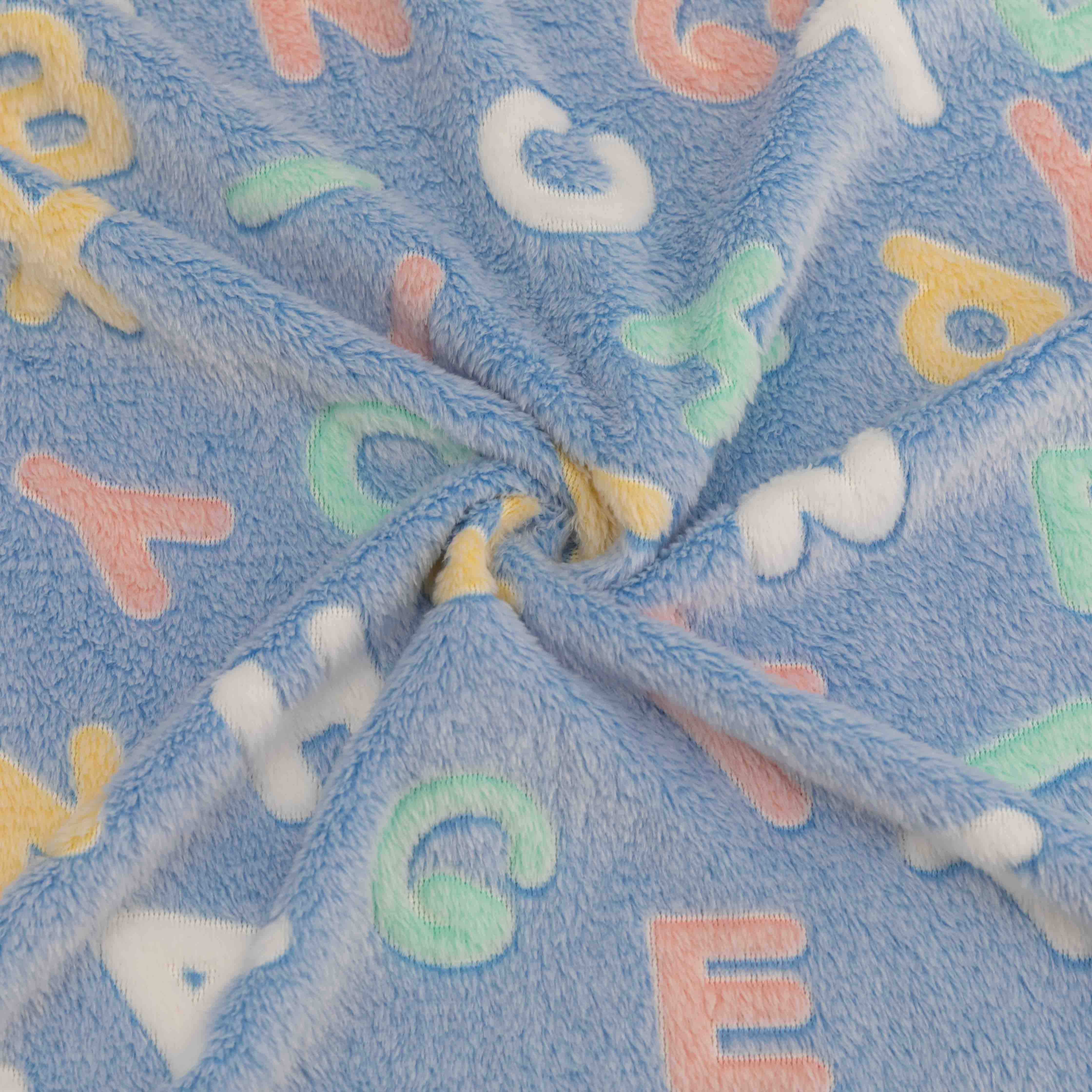 Jacquard knitted silk fabric glow printed flannel embossing fabric coral fleece blanket mantas