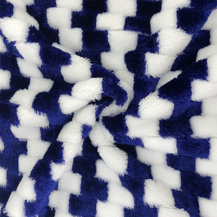 Jacquard home textile Plush striped fleece flannel blanket throw fabric