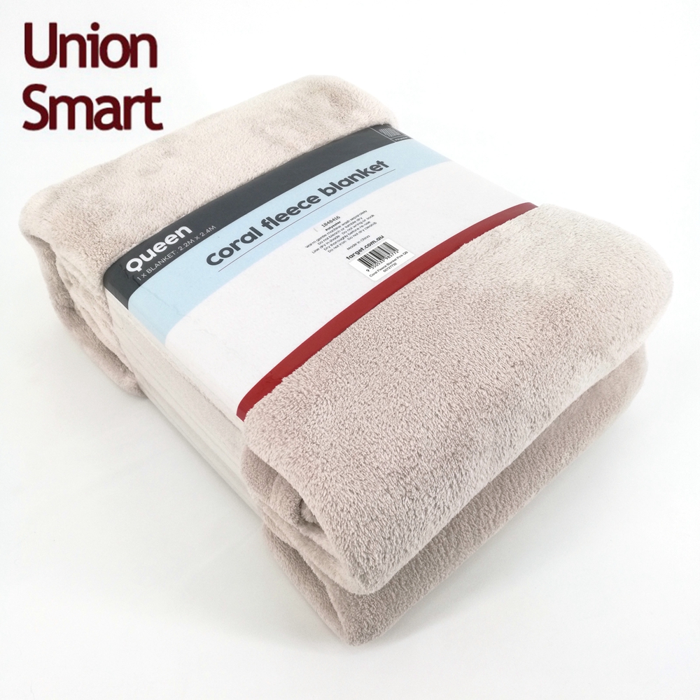 Cheap wholesale super soft solid coral fleece fuzzy throw blanket for travel airline office