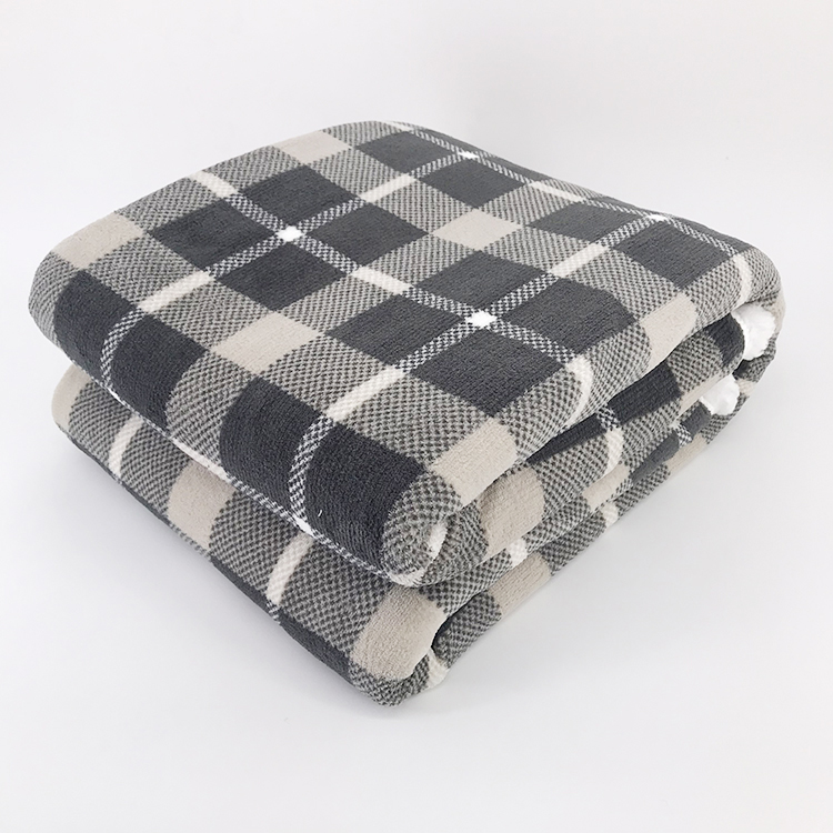 Custom plaid bedding sofa throws coral fleece sherpa blankets for winter double layer