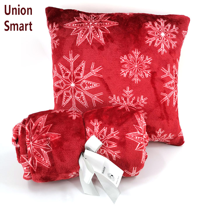 Christmas style printed flannel fleece plush fuzzy woven sofa throw blanket snowflake design