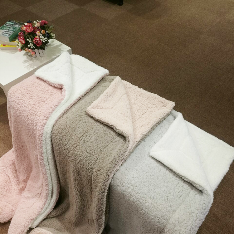 Double layer soft luxury bedding throws blanket reversible sherpa fuzzy plush fleece throw bed blanket