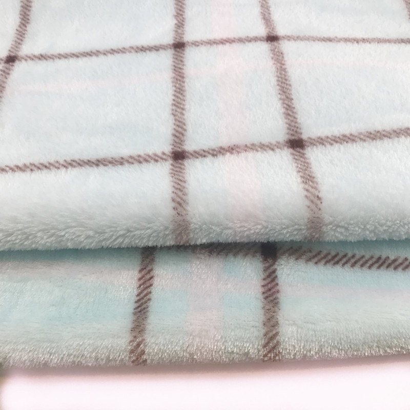 Check custom printed flannel coral fleece soft fabric for baby blanket throw