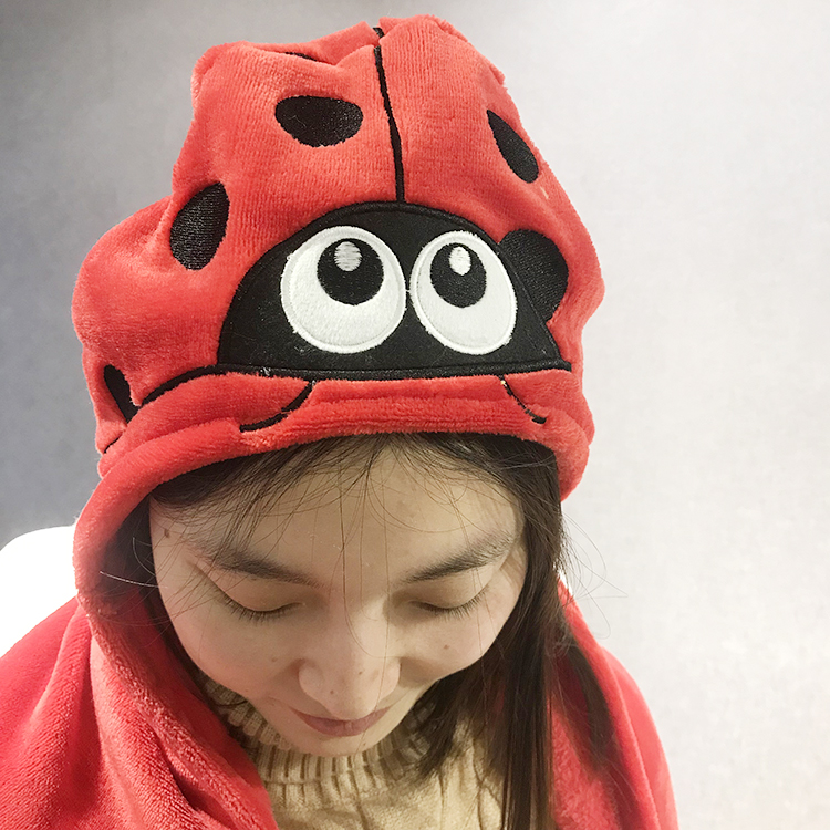 3D Animal head hooded flannel fleece wearable blanket towel for kids night blanket