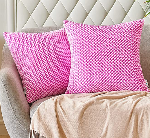 READY TO SHIP pillow cover set (2 pcs)Jacquard melange flannel fleece