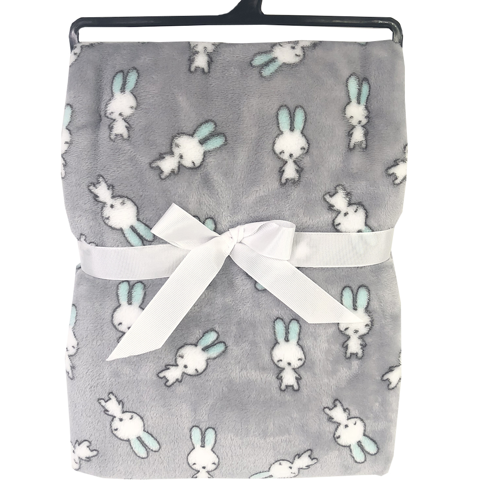 100% Polyester printing customized polar fleece baby blanket with cute embroidery kids night blanket