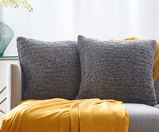 READY TO SHIP pillow cover set (2 pcs)melange sherpa fleece