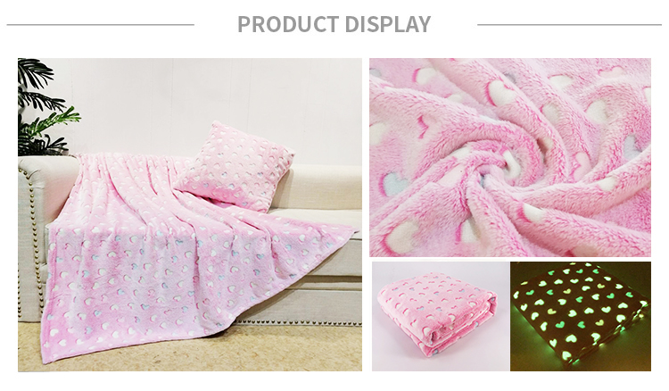 100% polyester flannel Glow in the dark throw flannel blankets fleece luminous kids bedding blankets
