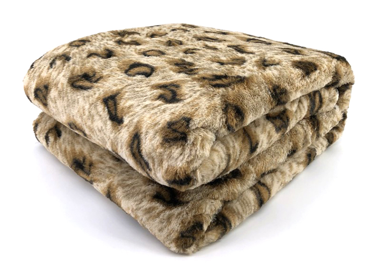 2ply 100% polyester faux fur throw bottom leopard printed brushed pv fuzzy plush fleece blanket for winter double layer