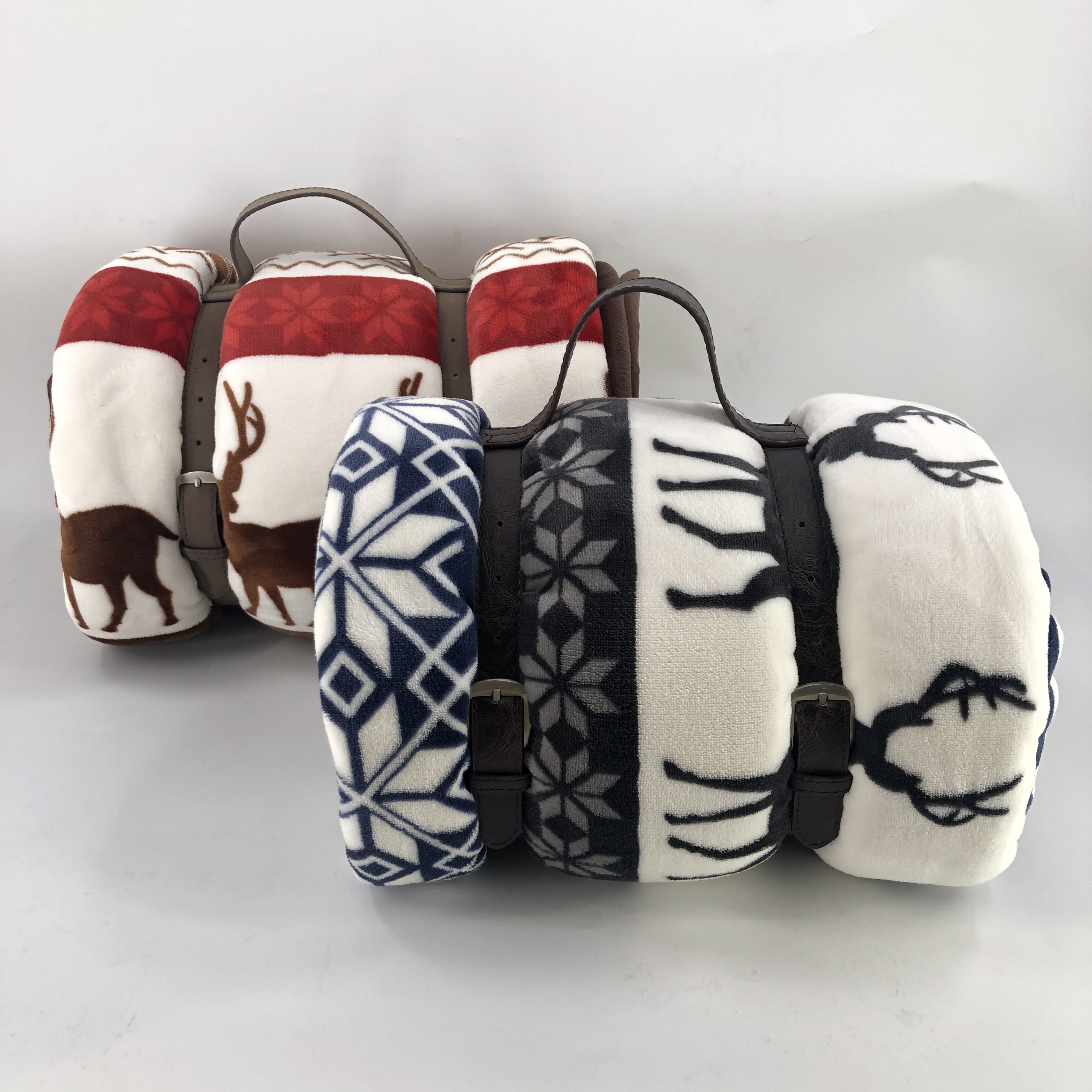 Reversible sherpa flannel blanket christmas style printed blankets for winter