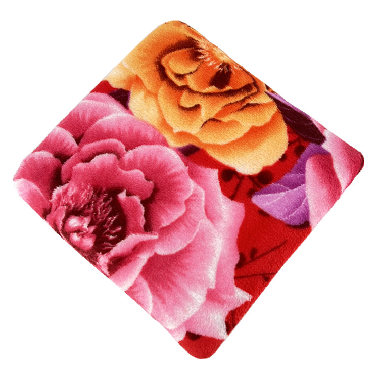 Custom sofa cozy velvet plush flannel coral fleece blanket flower digital textile printing throw