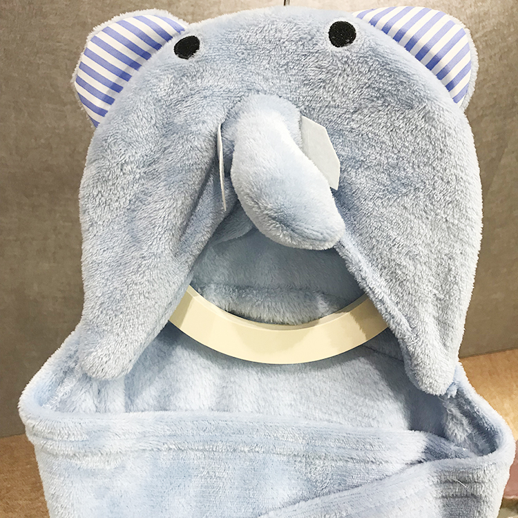 OEM custom animal head cute flannel fleece swaddle baby wearable blanket