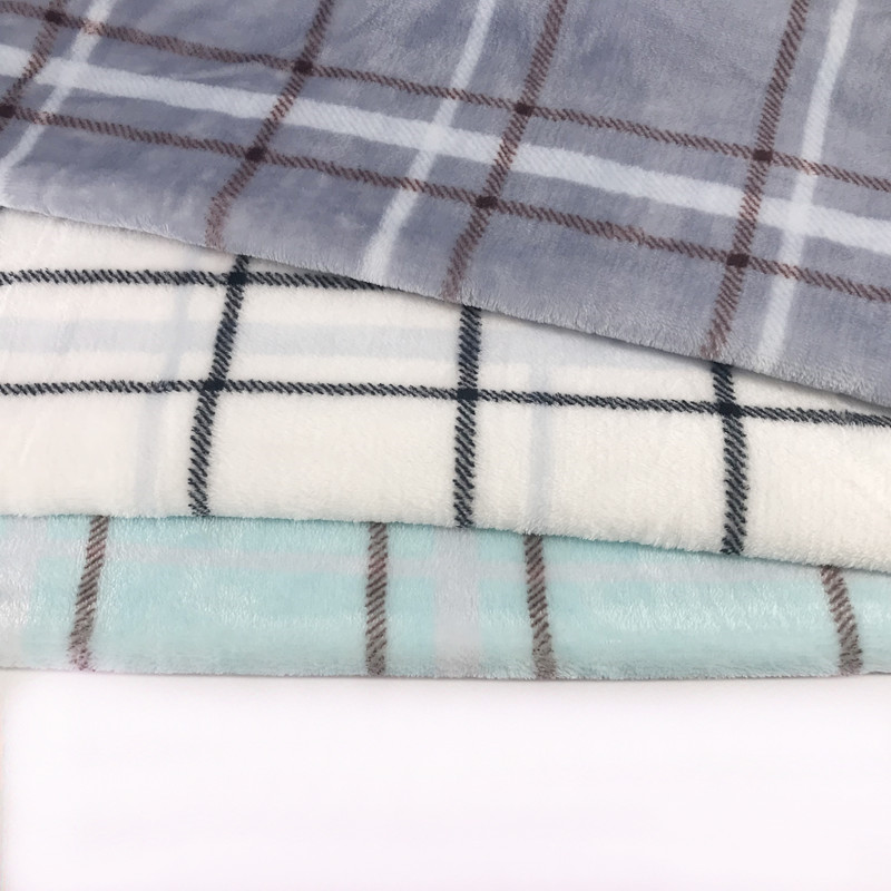 Check custom printed flannel coral fleece soft fabric for baby blanket throw