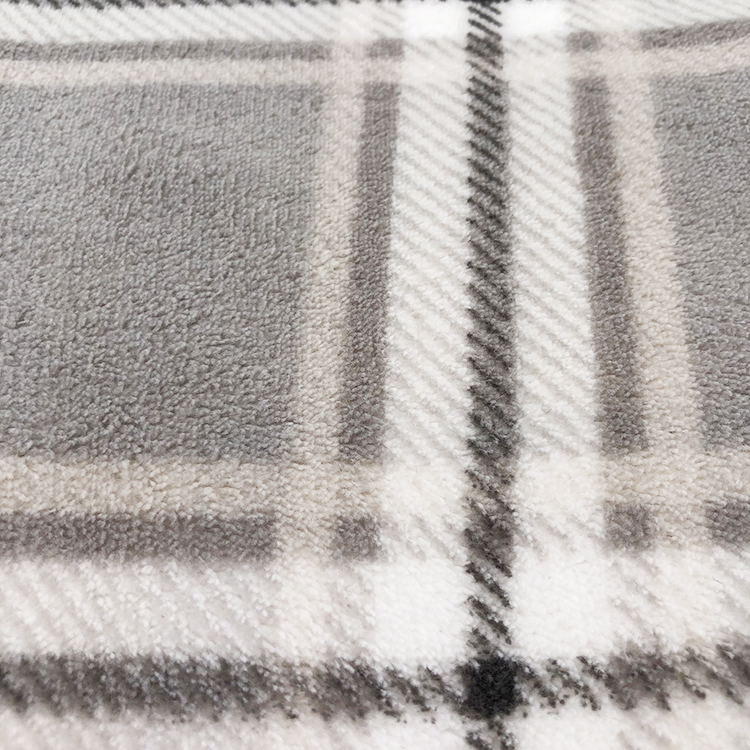 With Solid Sherpa Fleece Double Ply Throw Blanket Plaid Jacquard Printed Coral Fleece 100% Polyester Anti-pilling and Printed