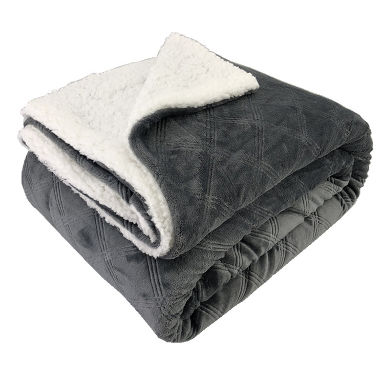 Fleece luxury blanket thick warm flannel lamb velvet 2 ply thickened blanket with sherpa fleece plush