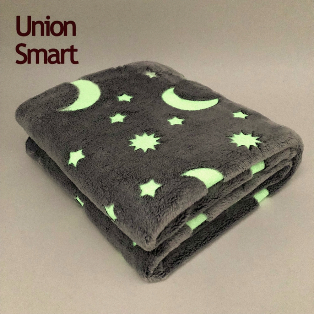 New product unicorn glow in the dark luminous flannel fleece blanket throw