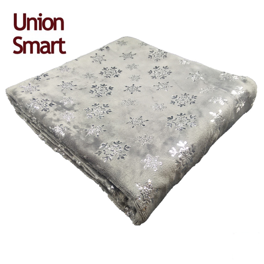 New design flannel fleece decorative velvet plush throw blanket with metallic foiled