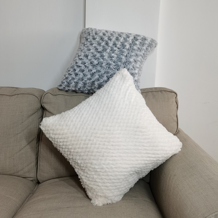 Luxury Velvet Jacquard Rabbit Fur Cushion Cover Sofa Pillow