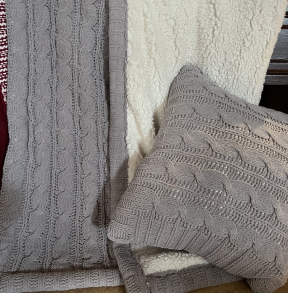 100% polyester double layer cable knit sherpa acrylic blanket