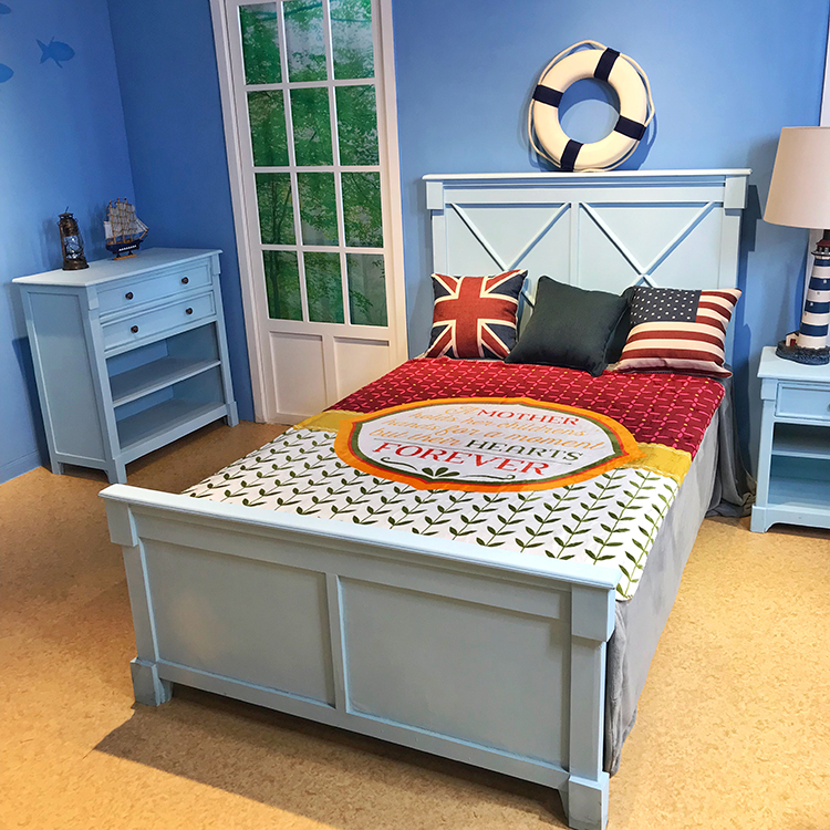 Rotary printed baby flannel fleece bed cover throw 2 side printing fabric blanket for summer with overlock edge