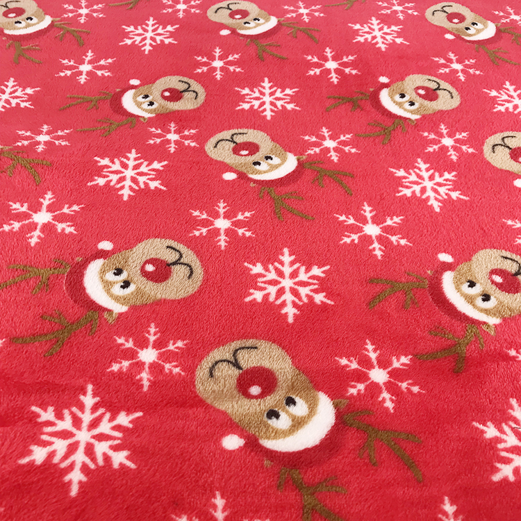 Christmas style cute printed 100% polyester coral fleece decorative blanket with tassel