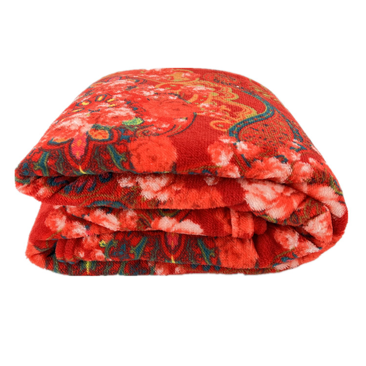 Custom sofa cozy velvet plush flannel coral fleece blanket flower digital textile printing throw