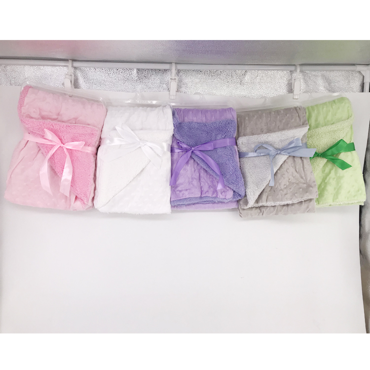 Soft Micro mink and sherpa fleece blanket, warm minky dot for new born baby blanket/