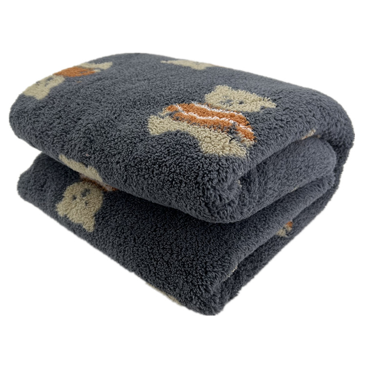 Double side brushed printed coral reverse to sherpa fleece knit decorative luxury throw blanket