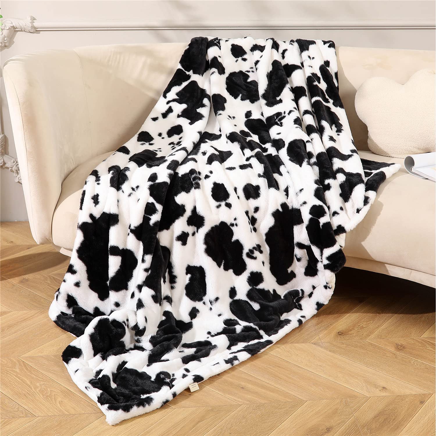 decorative extra cow printed faux fur reversible fuzzy 200x240 sherpa super soft fleece throw plush polyester bed blanket