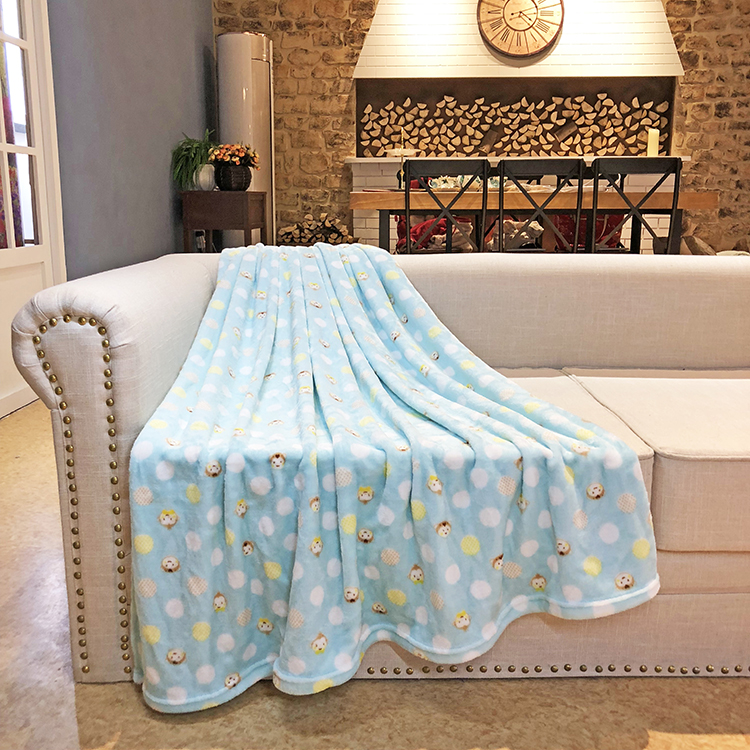 Jacquard fuzzy flannel sofa throw home textile double side printed plush luxury bedding blanket for children