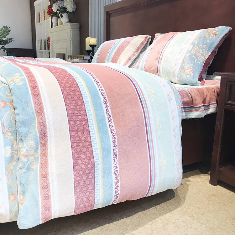 Home Bedding Comforter Sets with Bed Cover Blanket Adult Jacquard Printed Flannel Fleece 100% Polyester King Size 4pcs 60 4 Pcs
