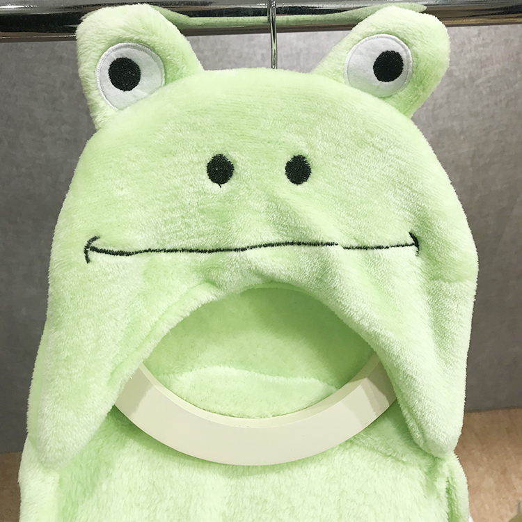 Wholesale animal head baby hooded short plush security sleep wearable baby blanket