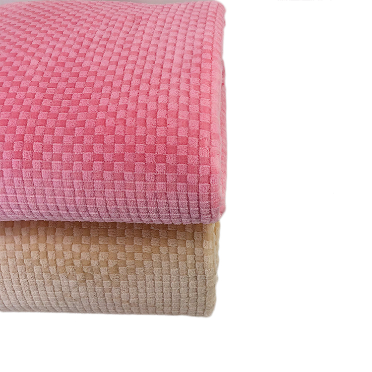 Jacquard mahjong check embossed pineapple check flannel fleece fabric for bedding set wholesale