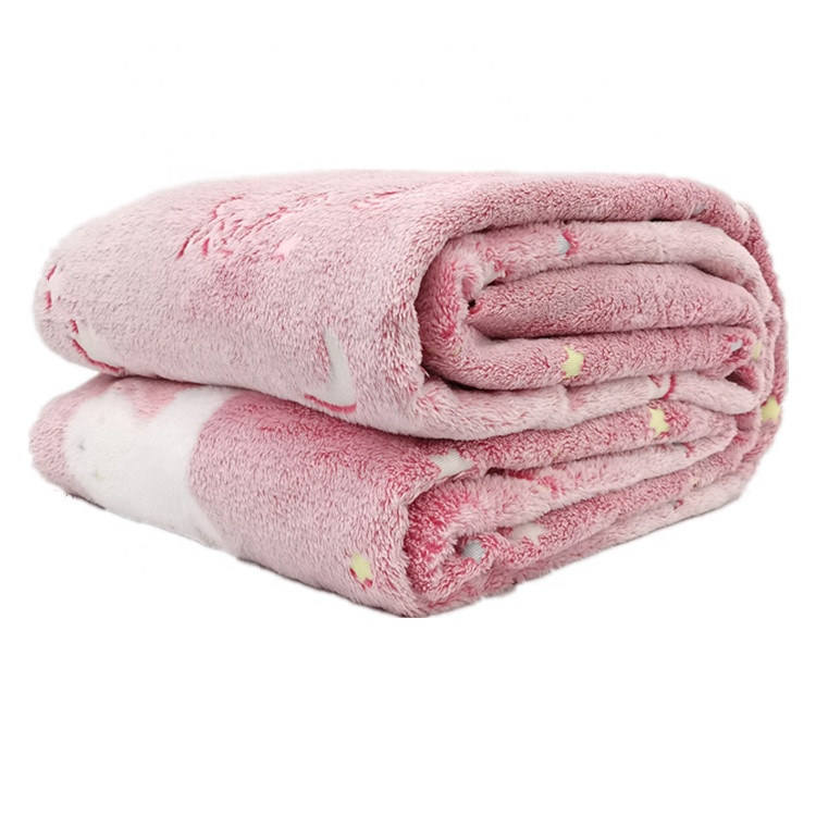 Velour blankets silk fabric glow in the dark blanket for kids luminous mantas pink to girls