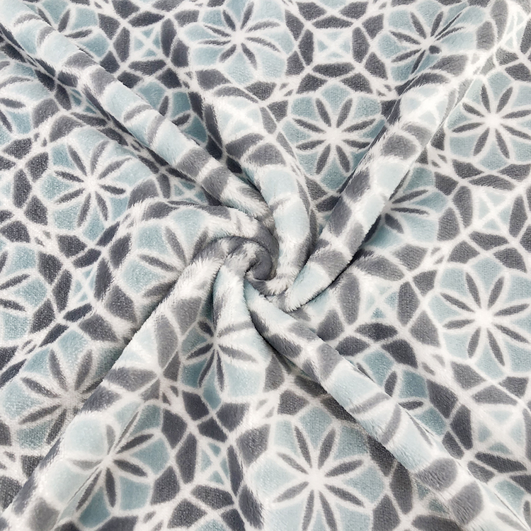 Flannel Fleece Blanket Printed and Solid Light Blue Color 2pcs Jacquard 100% Polyester Thread Blanket/towel Blanket Rectangular