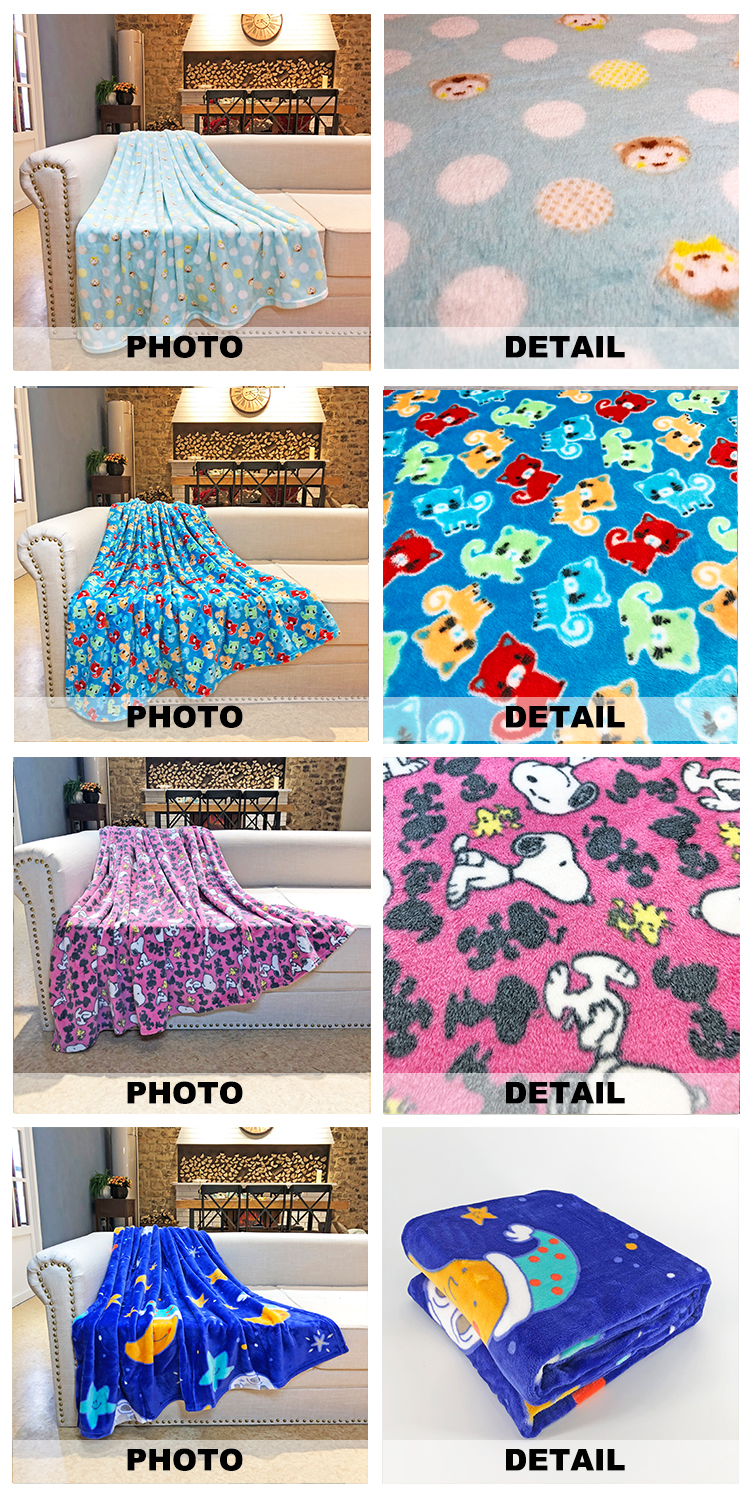 Cute Printing Baby Flannel Blanket Lovely Super Soft Coral Cartoon Blankets Throws 100% Polyester Knitted Rectangular 30-45 Days